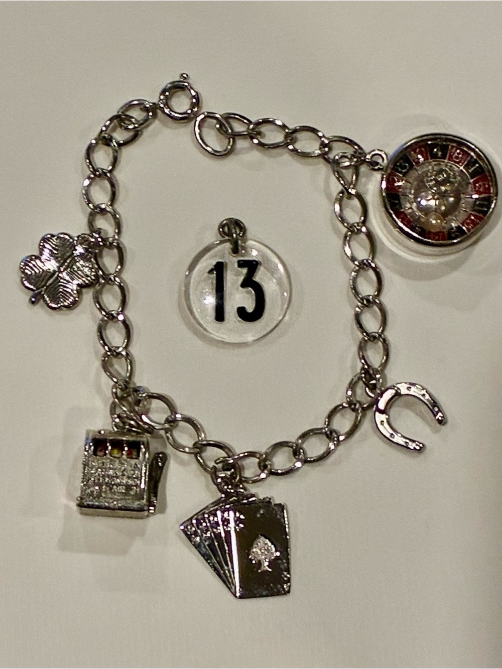 Sterling Silver Charm Bracelet with Lucky Charms